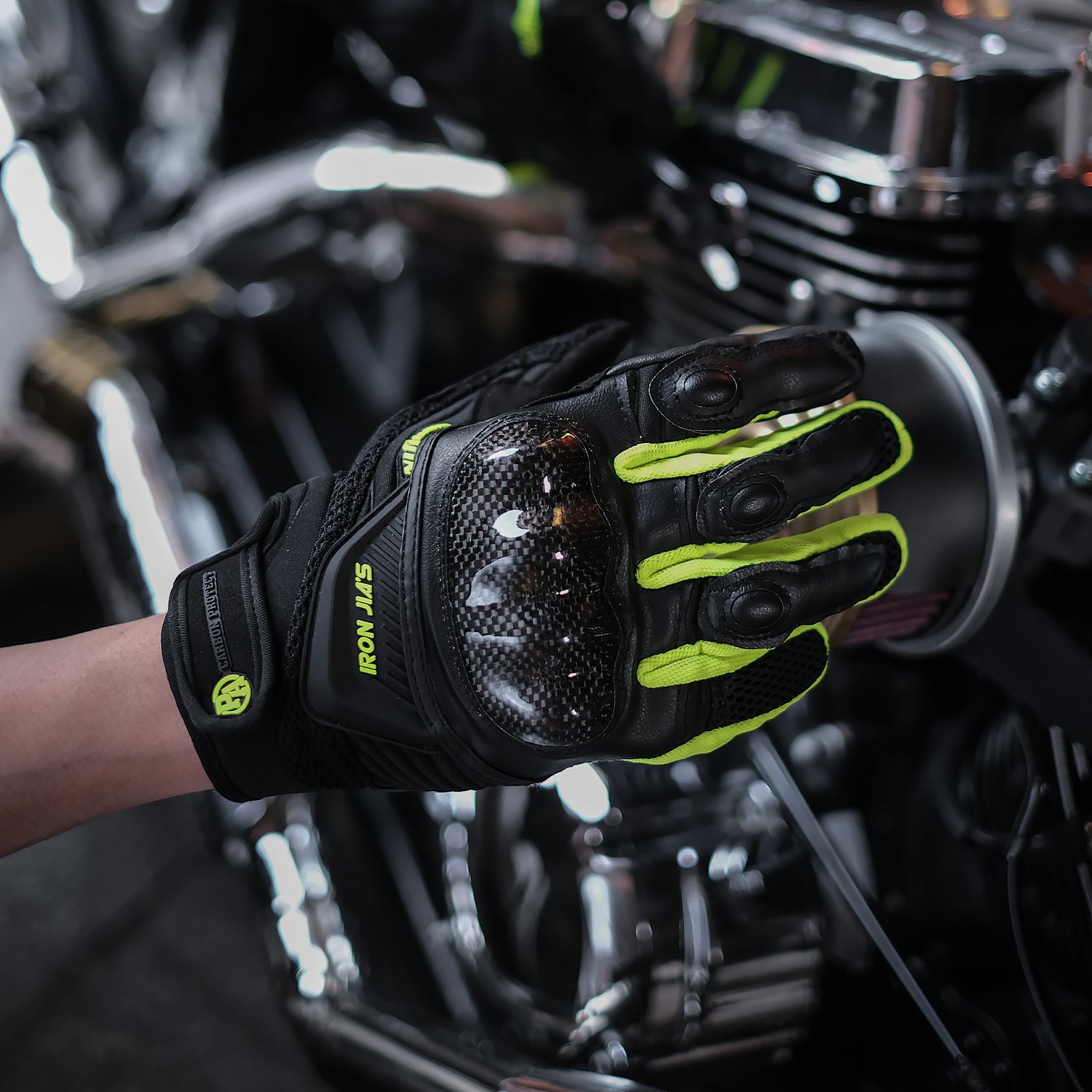 IRON JIAS Guantes de Moto Transpirables Verano Off-Road Racing Guantes de Moto de Cuero con Nudillos Completos Protección Almohadilla Pantalla Táctil