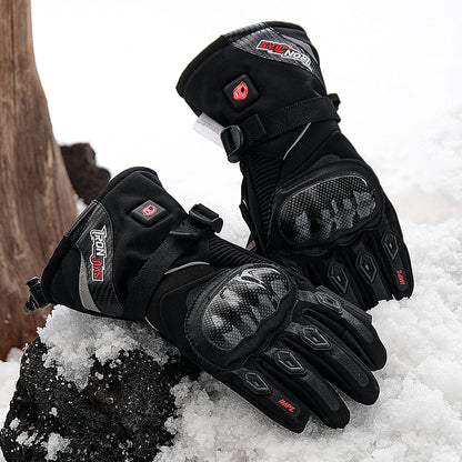 Black Waterproof Heated Motorcycle Gloves